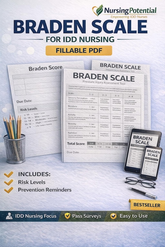 Fillable Nursing Braden Scale PDF | Auto-Calculating Pressure Injury Risk Assessment