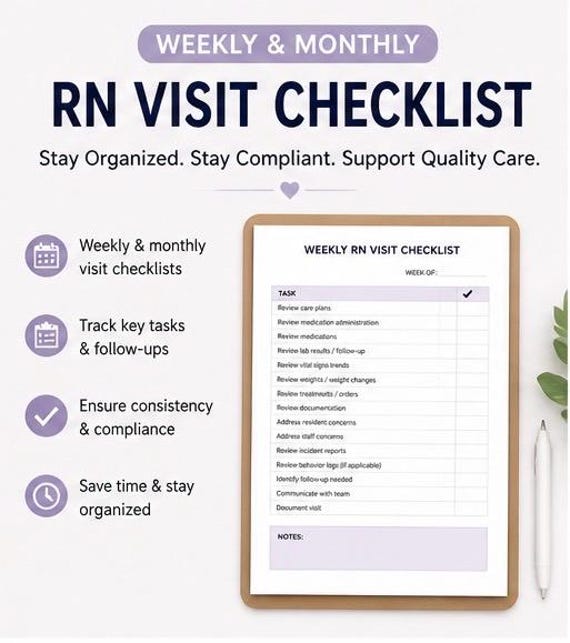 Monthly/Weekly IDD Nursing Services Checklist Fillable PDF