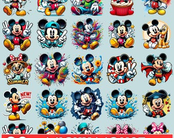 Mickey Mouse Clipart Bundle: Cartoon PNG Images (Digital Download)