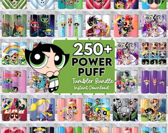 Super Cute Trio | Super Puff Girls | 20oz Skinny Tumbler Sublimation Design | Adorable & Fierce Cartoon Wrap | Instant Download