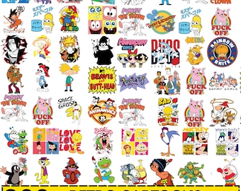 200+ Amusing, Cartoon SVG/PNG Files, Vintage Cartoon Clipart Set, Cartoon Characters PNG, 80s, 90s Cartoon svg