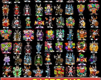 300+ Cartoons Character PNG Bundle | Cute Clipart for Sublimation & T-Shirts | Transparent Background | Kawaii Kids Stickers Pack