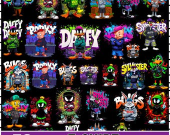 50+Cartoon Character T-Shirt Design Bundle – Digital Download PNG – 300 DPI High-Resolution Printable Art