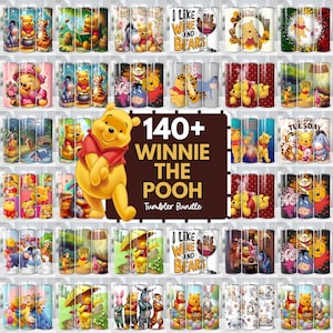 Pooh Tumbler Wrap Designs Bundle, Winnie The Pooh Sublimation Designs, 20oz Pooh Tumbler Wrap PNG, Cartoon Tumbler Wrap, Pooh Wrap PNG