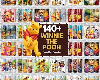 Pooh Tumbler Wrap Designs Bundle, Winnie The Pooh Sublimation Designs, 20oz Pooh Tumbler Wrap PNG, Cartoon Tumbler Wrap, Pooh Wrap PNG