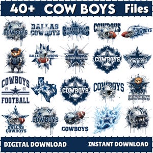 Cowboys Football PNG Bundle – 10 Designs | Dallas Retro Game Day Helmet Clipart | Blue Star Sublimation | 300 DPI Digital Download