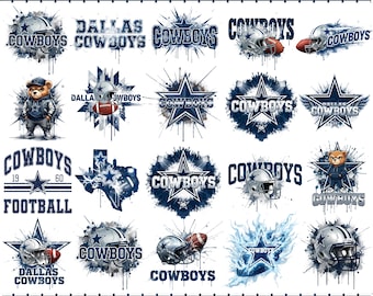Cowboys Football PNG Bundle – 10 Designs | Dallas Retro Game Day Helmet Clipart | Blue Star Sublimation | 300 DPI Digital Download