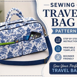 Travel Bag Sewing Pattern PDF, Duffel Bag PDF, Weekend Bag DIY, Printable Sewing Pattern, Beginner Bag Pattern, Instant Download