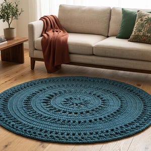 Patrón de alfombra de mandala a crochet en PDF / Tutorial para alfombra de suelo estilo boho