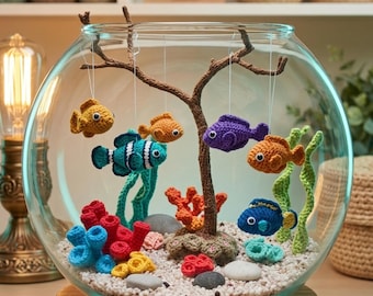 Crochet Aquarium Pattern PDF, Amigurumi Fish Tank Pattern, Underwater Crochet Decor, DIY Fish Bowl, Digital Download