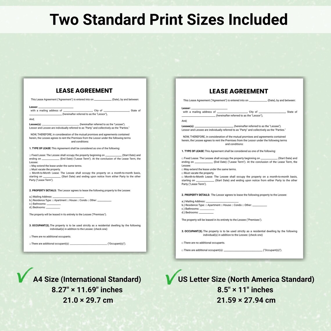 Editable Lease Agreement Template, Customizable Rental Contract Pdf ...