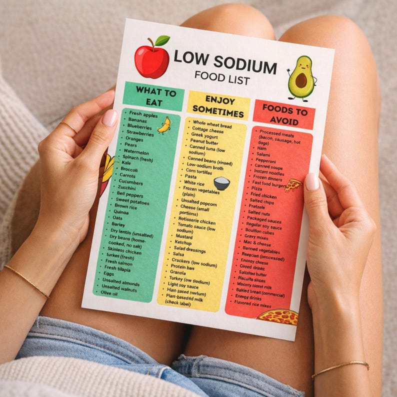 Low Sodium Food List Printable Pdf, Instant Download, Diet Guide for ...
