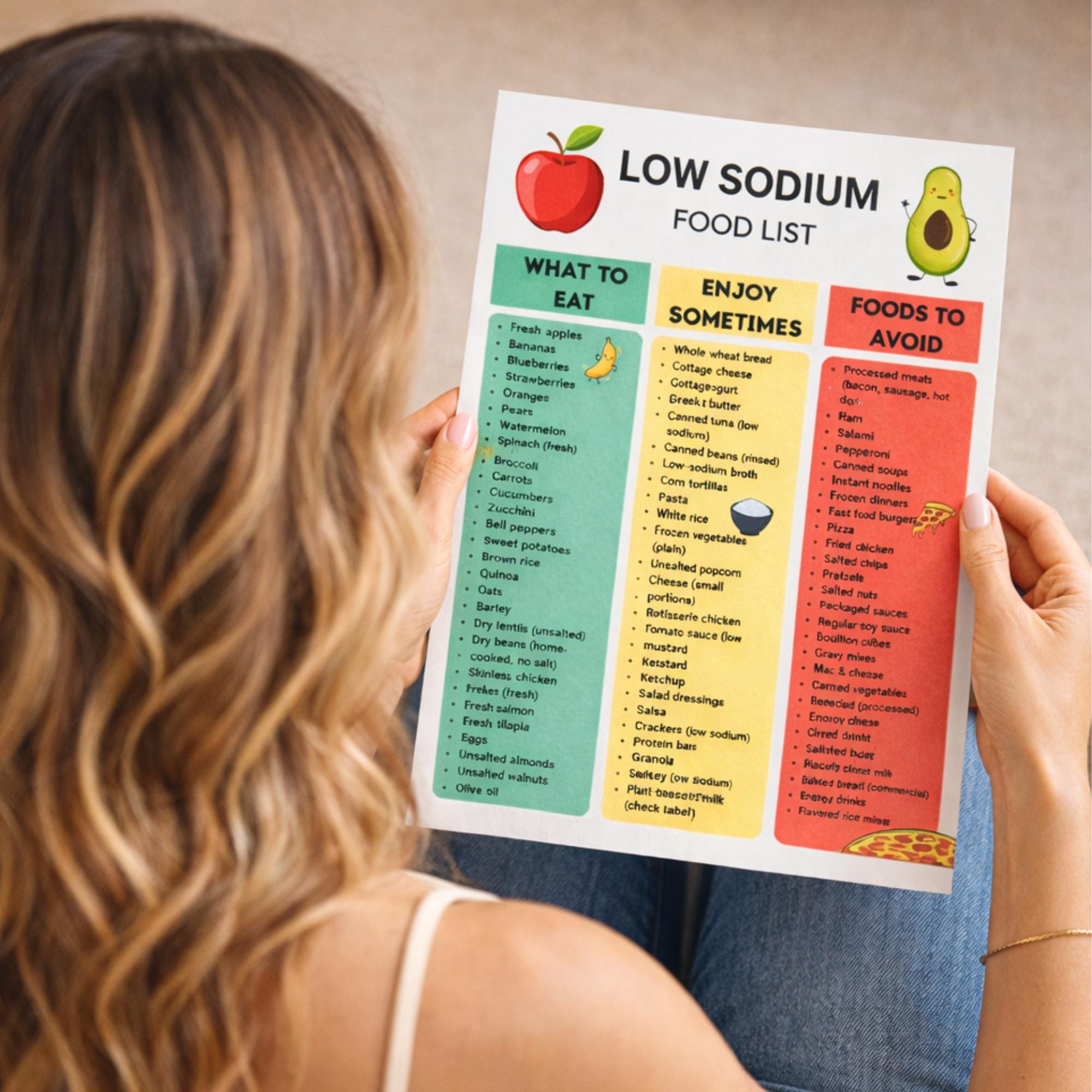 Low Sodium Food List Printable Pdf, Instant Download, Diet Guide for ...