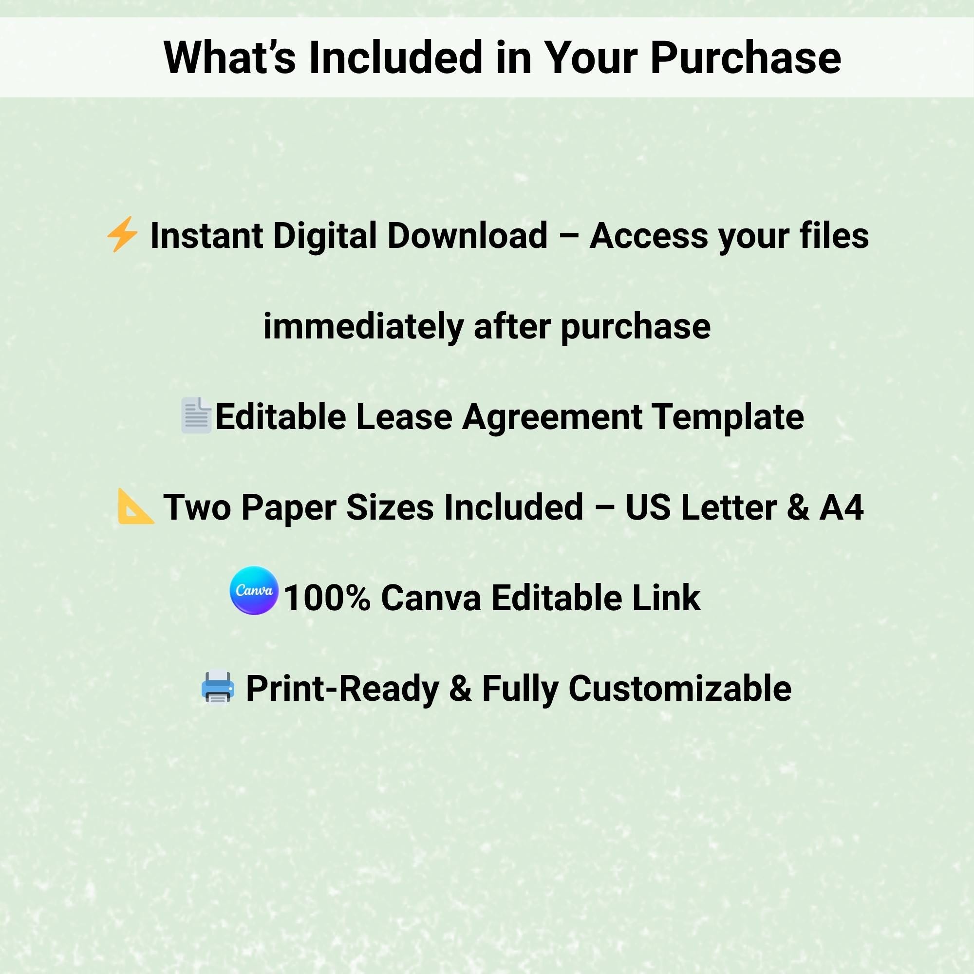 Editable Lease Agreement Template, Customizable Rental Contract Pdf ...