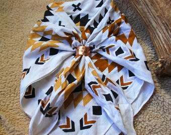 Hand Stamped Copper Scarf Slide, Wild Rag Neckerchief Slider