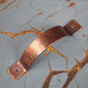Hand Forged Copper Cabinet Handle - Hammered or Smooth Dresser Pull
