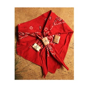 Hand Stamped Copper Scarf Slide, Wild Rag Neckerchief Slider