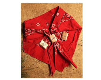 Hand Stamped Copper Scarf Slide, Wild Rag Neckerchief Slider