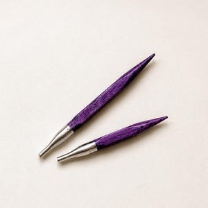 Conjunto de agulhas intercambiáveis Carré Mini Cubics quadradas, feitas à mão em madeira de jacarandá (9 tamanhos)