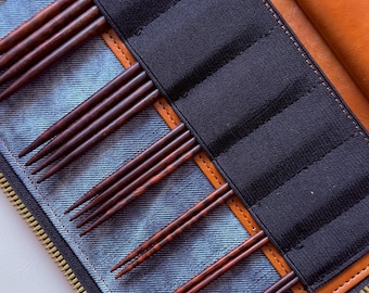 Handcrafted Snakewood with magnificent grain patterns Interchangeable Needle Set (9 Sizes)
