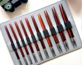 Handcrafted Red Pearwood Interchangeable Circular Knitting Needles – 10 Sizes, Smooth Finish