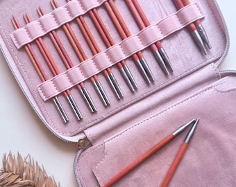 Handcrafted Pink Oak Interchangeable Knitting Needles Set – Smooth Wood Knitting Tools