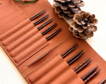 Handcrafted Snakewood Interchangeable Knitting Needles with Leather Case