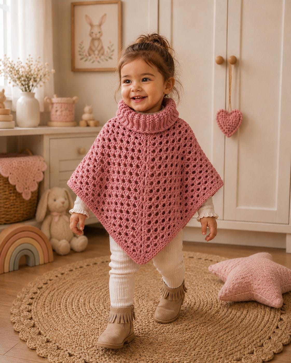 Minimalist Crochet Poncho for Toddlers Boutique Handmade Baby Clothing