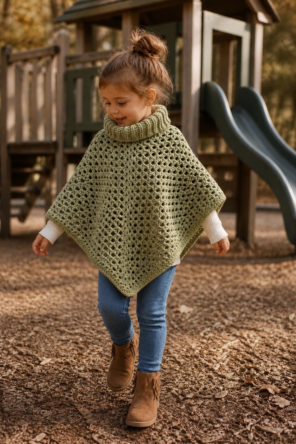 Cozy Neutral Poncho Handmade Crochet Cape for Babies & Toddlers Fall Outfit
