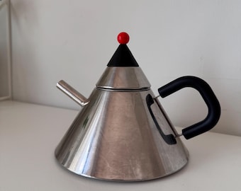 Vintage 1980s Pilamity Möller Teapot - Japanese Postmodern Stainless Steel - Memphis Style
