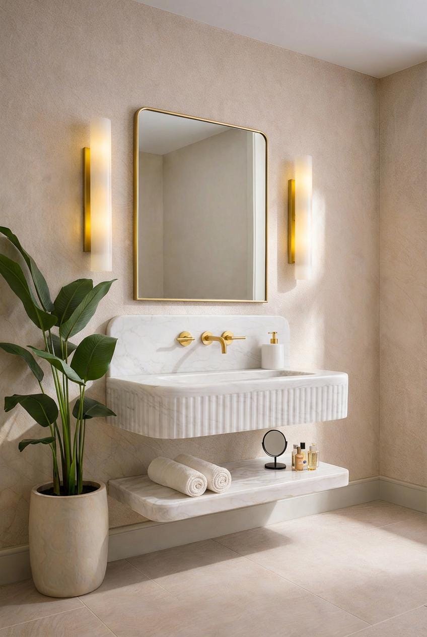 Meuble-lavabo Simple 30 Cm De Large Embassy Doré - Neuf Avec Finition élégante