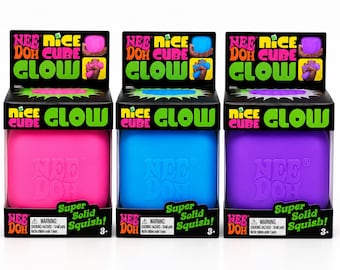 NeeDoh Nice Cube Glow Squishy Toy, 1 Random Color