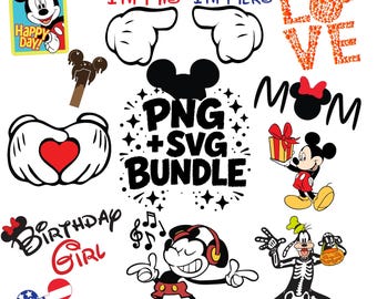 Micky Maus SVG PNG Bundle - Geburtstag Mama Cartoon Designs (Digitale Dateien)