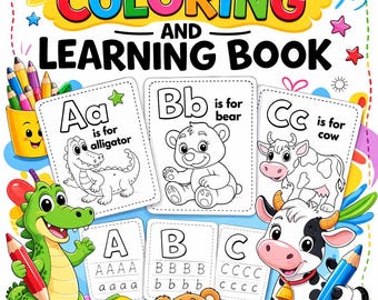 Alphabet Ablaufverfolgung & Malvorlagen A-Z | Ausdruckbare Arbeitsblätter für die Vorschule | Kindergarten Alphabet Aktivitätenbuch