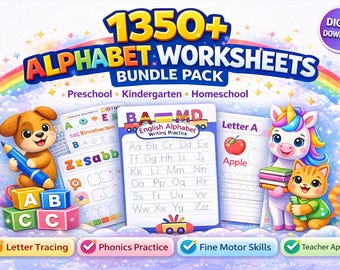 Alphabet Arbeitsblätter zur Nachverfolgung von Buchstaben zum Üben für Vorschule und Kindergarten A4 Printable PDF