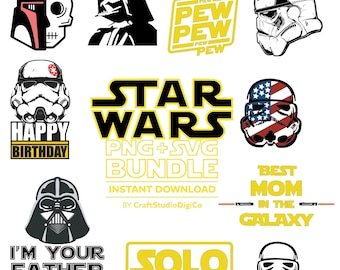 Star Wars Schrift PNG SVG Bundle Sci-Fi Text Gliederung Cricut Dateien Sofort-Download