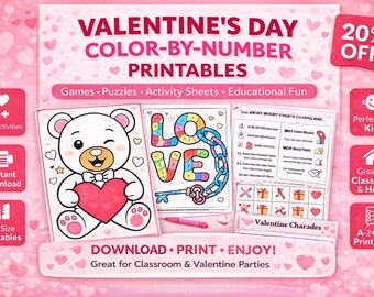 Valentinstag Malen nach Zahlen Printables | Mathe Malvorlagen, Valentinstag Spiele & Puzzles