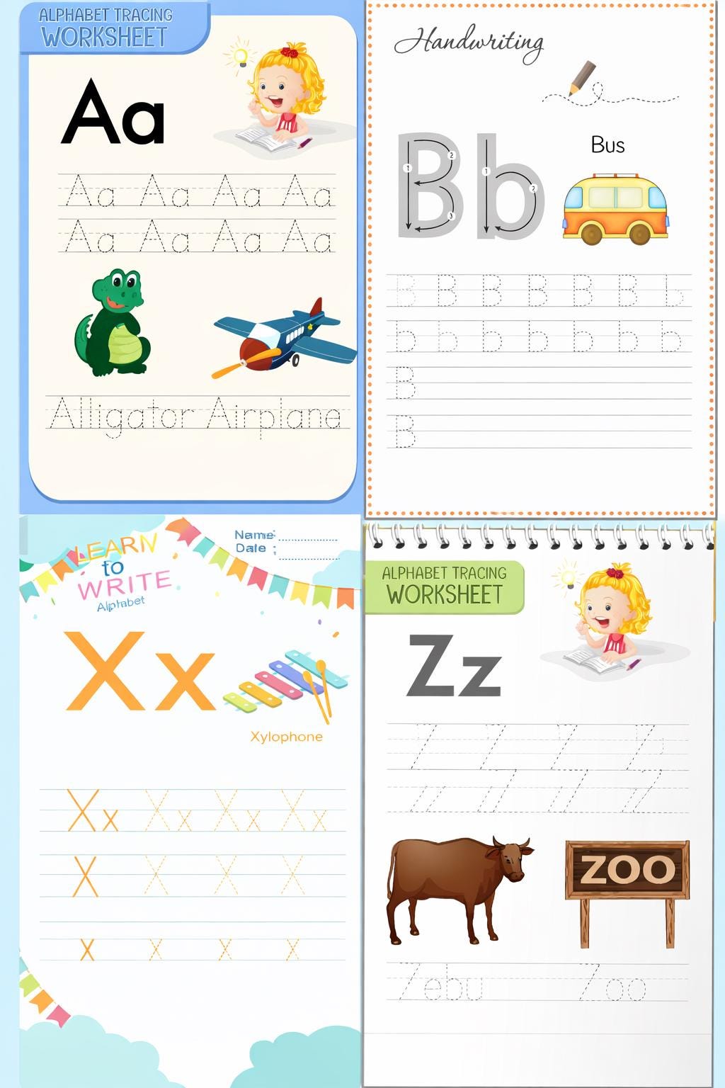 Alphabet Worksheets Bundle Letter Tracing Practice for Preschool and ...