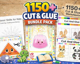 Druckbare Arbeitsblätter zum Ausschneiden und Einfügen mit der Schere Aktivitäten und Lernpuzzles für Vorschulkinder