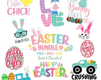 Ostern Bundle PNG SVG DXF | Hase Ostern Clipart | Frühling Designs | Sofort Download