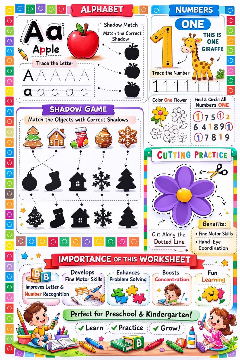 Kids Learning Worksheets Mega Bundle: Preschool & Kindergarten ...
