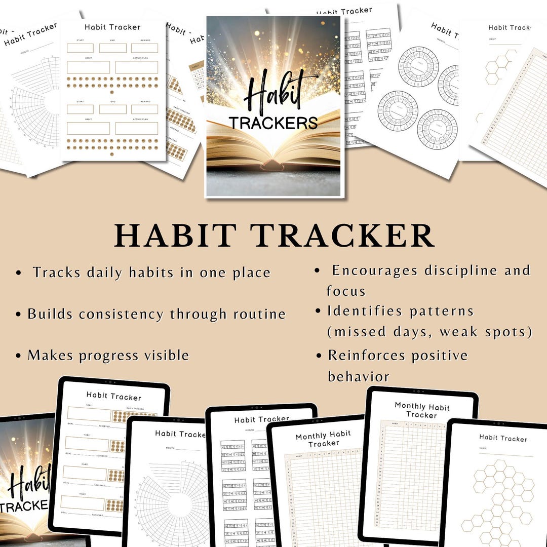 Habit Tracker Bundle Printable Planner Pages Daily Weekly Monthly Habit ...