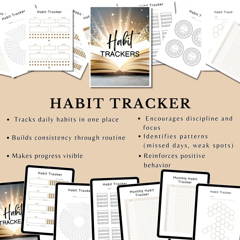 Habit Tracker Bundle Printable Planner Pages Daily Weekly Monthly Habit ...