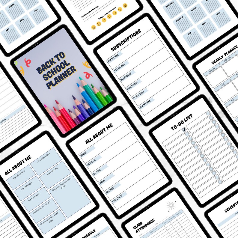 Back to School Planner Bundle Printable Student Planner Kit Academic ...