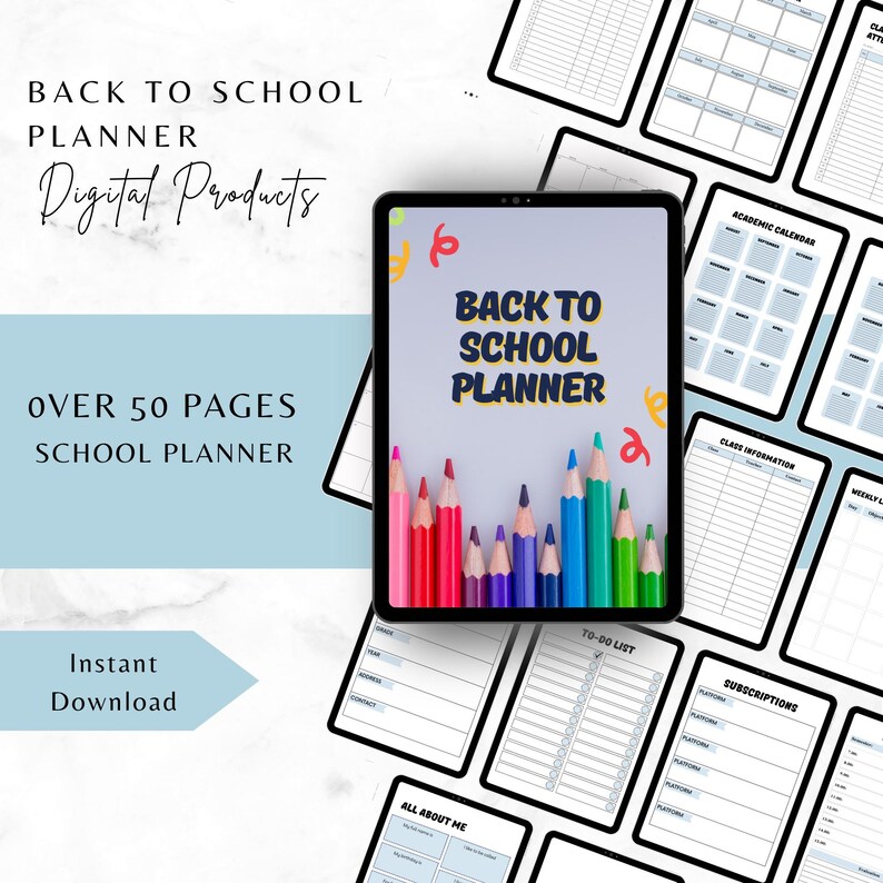 Back to School Planner Bundle Printable Student Planner Kit Academic ...