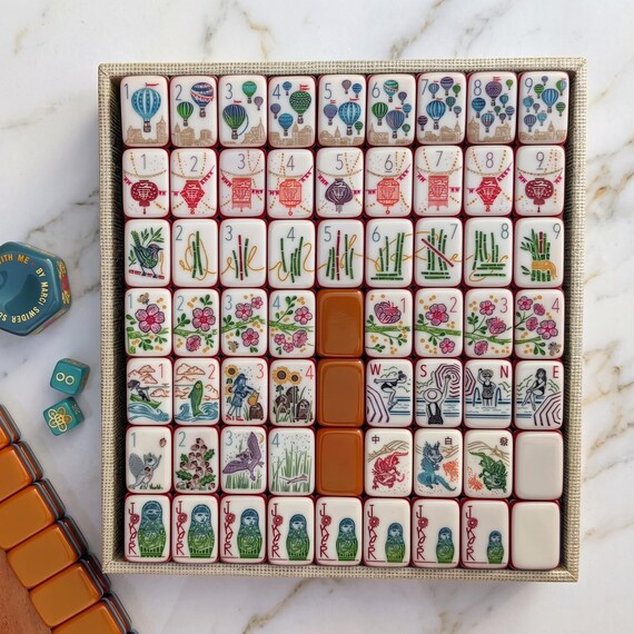Luxury Orange American Mahjong Set - 160 Tiles