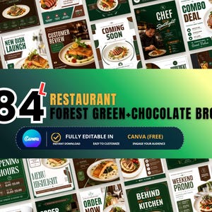 Mallar för restaurangers sociala medier | Ny menylansering bakom kulisserna | Canva-paket med kockar i fokus