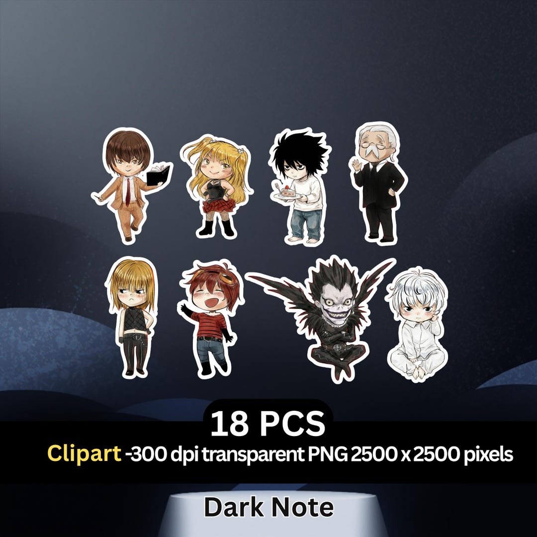 Chibi Dark Note Anime PNG Clipart Bundle (digital Download, 18 Files ...