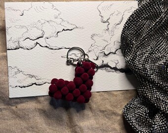 Portachiavi cuore rosso in perline