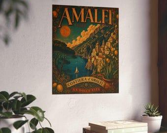 Amalfi Coast Vintage Travel Poster Matte Poster | Italy, La Dolce Vita